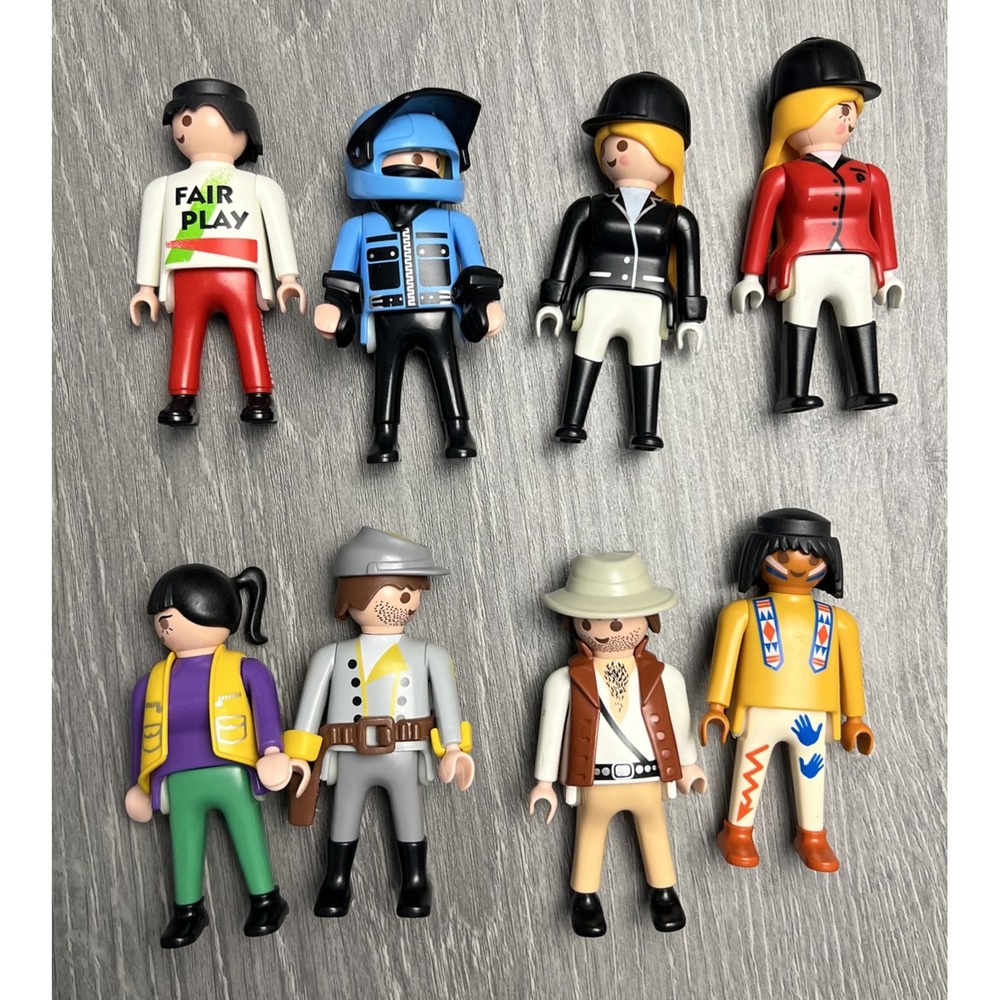 Vintage Playmobil Figures 1990s Geobra Western Cowboy Equestrian Lot of 8